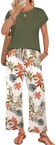 WIHOLL Two Piece Sets for Women Summer Spring Outfits Lounge Sets Beach Vacation Clothes Airport Travel Matching Clothing