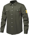 FR Shirts for Men 7oz Hi Vis Fire Resistant Shirts CAT2 Welding Shirt 100% Cotton Flame Resistant Shirt Dark Green(5X-Large)