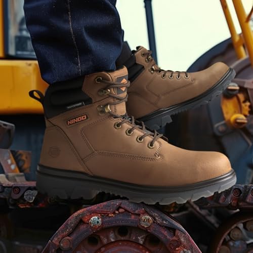 NINGO Waterproof Steel Toe Work Boots for Men, EH Rated, Puncture Proof
