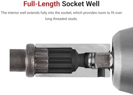 TEKTON 3/8 Inch Drive Impact Socket Set, 57-Piece | SID91123 | (6 - 24 mm), Shallow, Semi-Deep, and Deep, 12-Point, Socket Rail