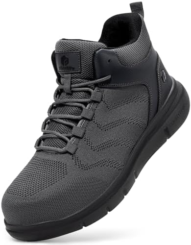 FitVille Extra Wide Work Boots for Men Composite Steel Toe Safety Boots High Top Work Shoes for Men