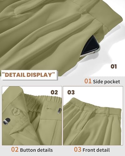 KICZOY Women Casual Wide Leg Dress Pants High Waist Lightweight Flowy Pants