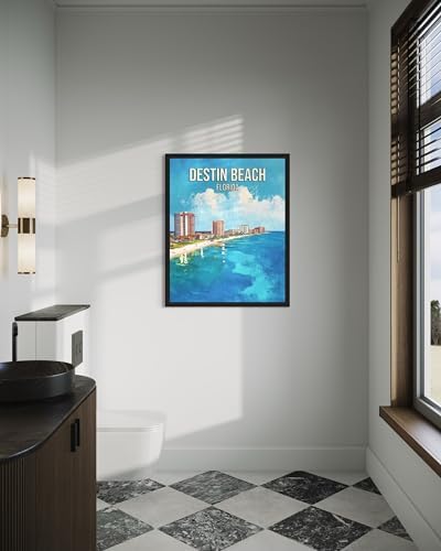 Destin Beach Florida Wall Art Print Poster, US Vintage Retro Beach Scenery Posters Prints for Restroom Home Picture Painting Artwork Gallery 219 (Destin Beach Florida, 24 x 36 inches, Unframed)