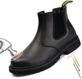 NOLINSHIELD Mens Steel Toe Work Boots Slip On Chelsea Safety Shoes