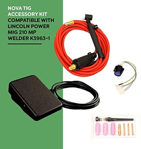 NOVA Welding Industries NOVA TIG Kit compatible with Lincoln Power MIG 210 MP Welder K3963-1 Accessory Kit with torch (25 ft)