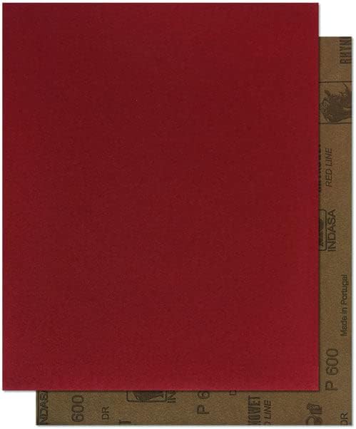 INDASA Redline XL RHYNOWET 9" x 11" 800 Grit Aluminum Oxide Fine Abrasive Sheets, 50/Box, Compatible with Handheld Sander, for Wood, Metal, Glass