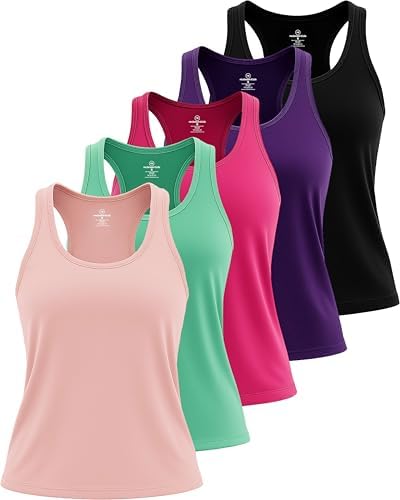 5 Pack Women's Dry Fit Tank Tops Sleeveless Athletic Workout Gym Yoga