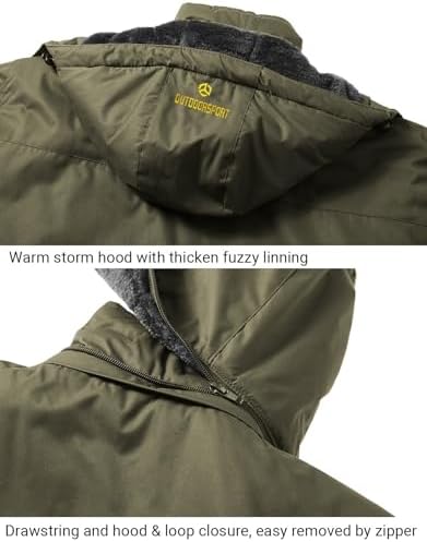 Men's Winter Ski Jacket Warm Fleece Waterproof Outdoor Mountain Hiking Windbreaker Hooded Snow Rain Coat