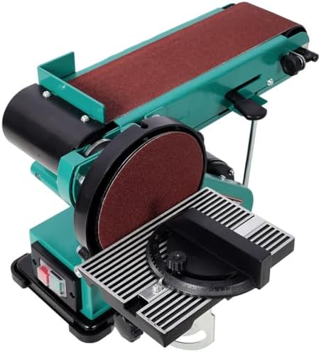 4" x 36" Belt & 6" Disc Sander Combo, High-Torque Benchtop Sanding Station with Adjustable Beveling Table, Tool-Free Belt Change, Heavy-Duty Steel Base for Wood, Plastic & Metal (Green)