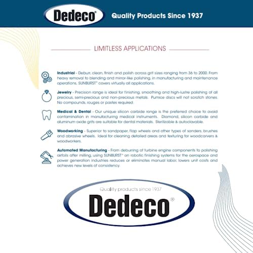 Dedeco Sunburst - 1/2 Inch TC Snap On Radial Bristle Discs - Precision Thermoplastic Rotary Cleaning and Polishing Tool Set, Assorted: 6 of Each 7 Grit Textures Plus 5431 Mandrel (43 Piece)