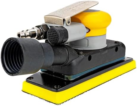 2-3/4" x 8" Dust-free Air Orbital Sander, 70 mm x 198 mm 1/8 in Orbit, 10,000 Max OPM Dust Bag Style Central Vacuum with Extra Hook-Loop Pad and 15pcs (80/120/180/320/400) mesh sandpapers