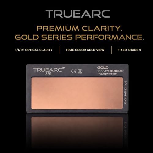 Gold Auto-Darkening Welding Lens, Shade 9, 2" x 4 1/4", Solar-Powered True Color Filter for Welding Hoods