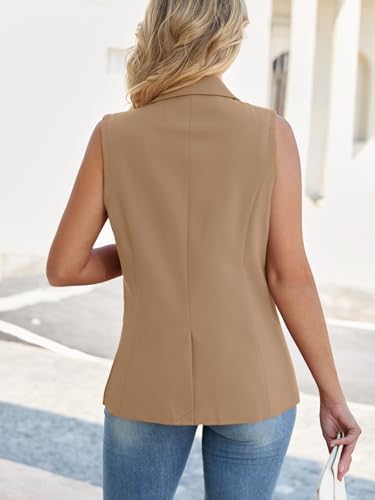 Mina Self Women's Sleeveless Vest Tops Open Front Lightweight Blazer Jacket
