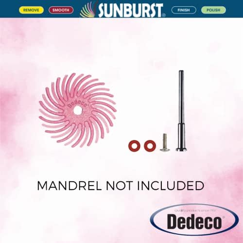 Dedeco Sunburst Radial Bristle Discs 48-Pack - 7/8" Curved - Pink 600 Grit (Fine, Pumice) - Aluminum Oxide for Polishing & Finishing