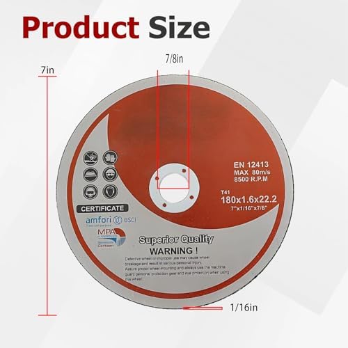 findmall 100 Pack 7" x1/16 x7/8" Cut-Off Wheel - Metal & Stainless Steel Cutting Discs