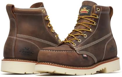 Thorogood American Heritage 6" Steel Safety Moc Toe Work Boot for Men, Durable Leather, Slip-Resistant Outsole, ASTM Rated
