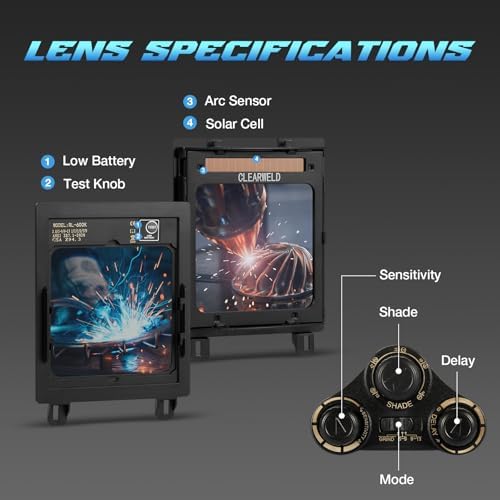 High-Definition Welding Helmet Auto Darkening with a View Like Sunglasses- 180° View 4"X4" Screen with Solar Power, 4 Arc Sensors 2.8/5-9/9-13 Shade for TIG MIG Grinding, Lightweight & Durable