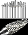Sworker 10Pcs Carbide Burr Set 1/4 Shank w/Clear Box Max Head Dia 10mm Die Grinder Bits Rotary Tools Attachment Kit Rasp Accessories Metal Wood Stone Steel Grinding Deburring Cutting Porting Carving