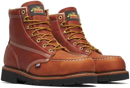 Thorogood American Heritage 6" Steel Safety Moc Toe Work Boot for Men, Durable Leather, Slip-Resistant Outsole, ASTM Rated