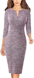 VFSHOW Womens Work Business Office Zipper Up Slim Bodycon Sheath Dress