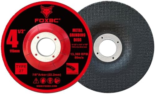 FOXBC 4-1/2 Inch Grinding Wheels for Angle Grinder, Aluminum Oxide Grinding Disc for Metal & Stainless Steel, Type 27, Depressed Center 4-1/2" x 1/4" x 7/8" - 25 Pack