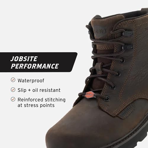 BRUNT Sullivan (Comp Toe) - 6" Waterproof Composite Toe Work Boot - EH Rated - Slip + Oil Resistant - Heat-Resistant Sole - 90-Degree Heel - Adjustable