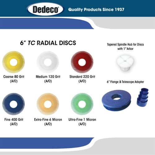 Dedeco Sunburst Radial Bristle Disc 1 Pack - 6 1/2" Curved - 1/2" Arbor - White 120 Grit (Medium) - Aluminum Oxide for Polishing & Finishing