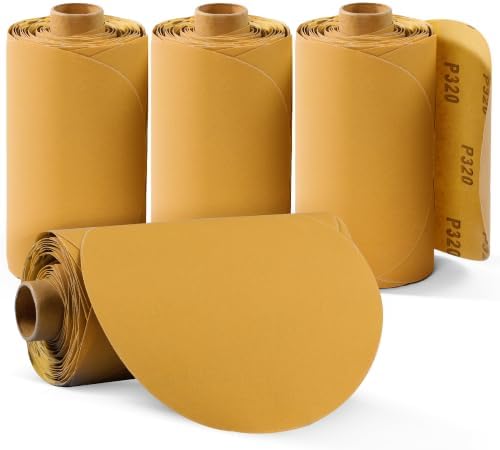S SATC 400 PCS PSA Sanding Discs 6 Inch Sandpaper Roll Self Stick 320 Grit Aluminum Oxide Sandpaper for Wood Auto Body Metal