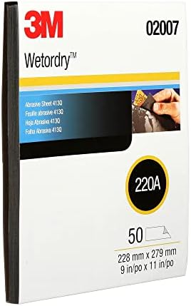 3M Wetordry Abrasive Sheet, 413Q, 02007, 220+ Grade, 9 in x 11 in