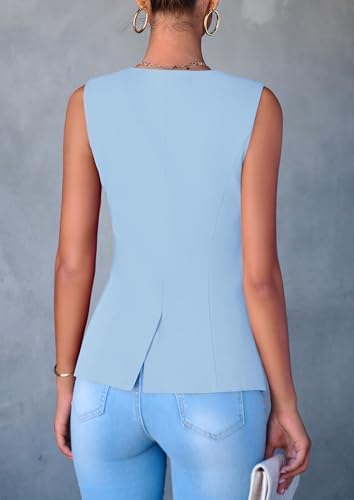PRETTYGARDEN Women Tailored Suit Vest Business Casual Tops