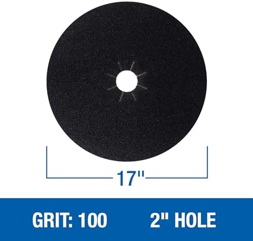 Mercer Industries 427100 Silicon Carbide Floor Sanding Disc, Cloth Back, 17" x 2" Hole, Grit 100X, 20-Pack
