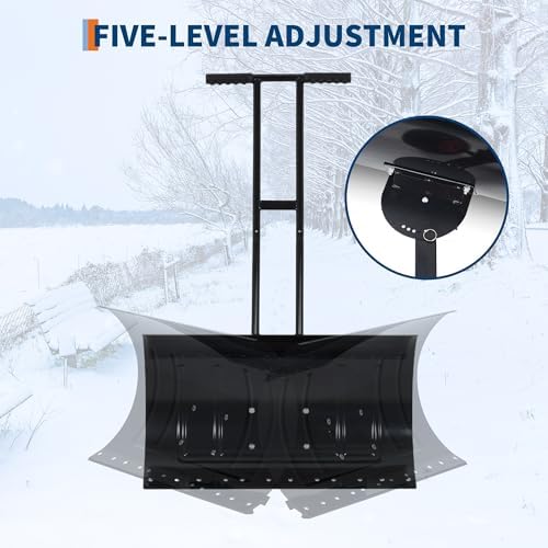 MAXSA 29"W Adjustable Snow Shovel with Wheels for Driveway, 20"Hight, Black