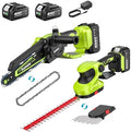 Supstable 3-in-1 Cordless Mini Chainsaw & Hedge Trimmer Combo, 8 Inch Mini Chainsaw with Grass Shear, 800W Brushless Motor, 2×4000mAh Batteries, Garden Tool Set for Tree Trimming & Lawn Care