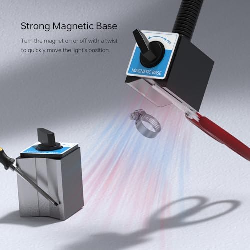 Magnetic Light, 1200 Lumen 120v Flexible Gooseneck Work Light with Adjustable Magnetic Base for CNC Milling Drill Press Sewing Machine Industrial Lighting, 12W