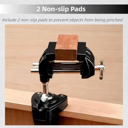 SYLPHID Bench Vise 3 Inch Heavy Duty, 360° Swivel Base & Clamp-On Workbench Vise, Cast Steel Multi-Purpose Table Vice for Woodworking, Metalworking, Drilling, Sawing, DIY Projects
