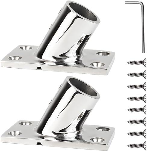 YANYUCB Boat Hand Rail Fitting,316 Stainless Steel Rectangular 60/90 Degree Boat Hand Rail Base(1 inch,1-1/4inch,7/8 inch,1-3/16 inch) with L Shape Hex Key and Screws