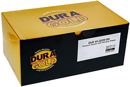 Dura-Gold Premium 1/4 Sheet Gold Sandpaper Sheets, 220 Grit (Box of 400)