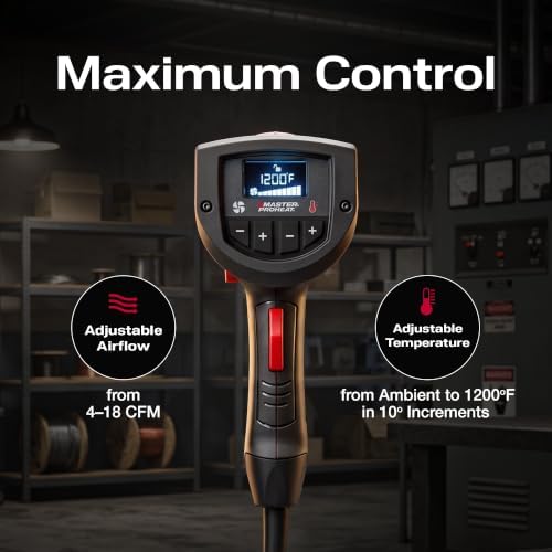 Master Appliance Proheat PH-1400A Professional Heat Gun - Programmable Backlit LCD Display, Quick Change Heating Element, 1560W, 13A, 120V, Engineered in the USA
