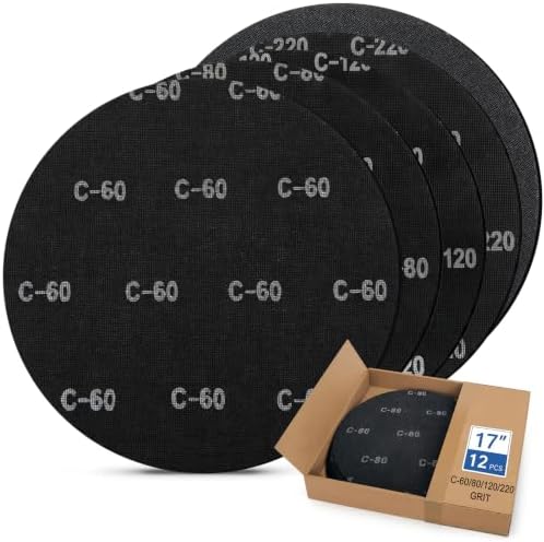 Lounsweer 12Pcs 17" Sanding Screen Disc Mesh Floor Sanding Screen, Mix Grit