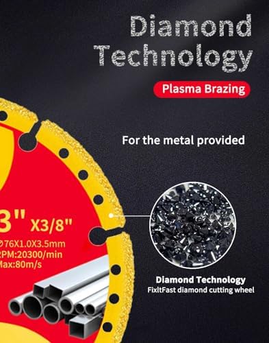 FIXLTFAST Diamond Metal Cutting Wheel 3 x 3/8" for Angle Grinder - 3PCS