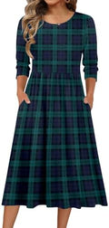 Zeagoo 3/4 Sleeve Women's Dress Casual Aline Summer Fall Midi Long Dresses