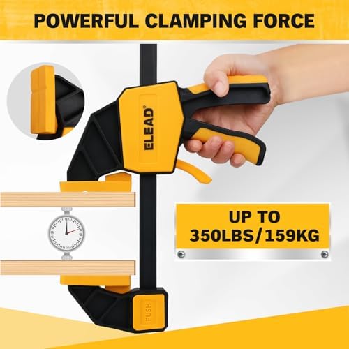 3-Pack 12-Inch Bar Clamp for Woodworking with Leveling Block Clamp, 350LBS Load Limit, Heavy Duty Quick-Release Wood Clamps/Spreader, One-Handed F Clamp for Wood Working