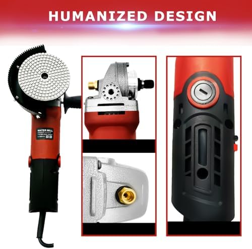 iMeshbean Wet Polisher, 860W/110V Variable Speed Low-Noise Buffing Machine with 4'' Diamond Polishing Pad, 3-Hole Water Distribution, Aluminum Body, Concrete, Stone, Marble, Tile