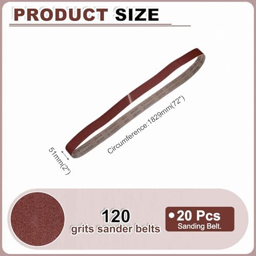 HARFINGTON 2 x 72 Inch Sanding Belts, 20 Pcs 120 Grits Aluminum Oxide
