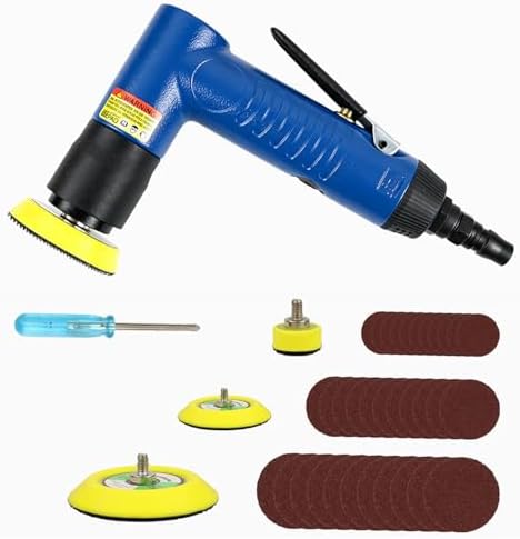 Mini Air Random Orbital Sander, 22000 RPM Pneumatic Polisher with 3 Pads