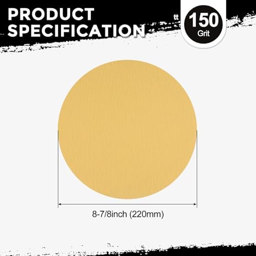 10Pcs Sanding Discs 8-7/8In 150Grit Hook and Loop Sandpapers Yellow