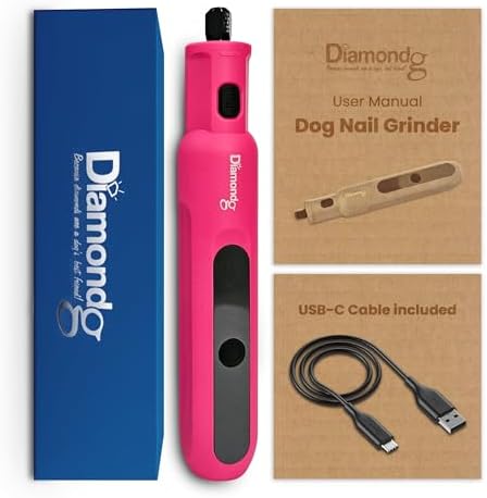 Diamondg Micro Dog Nail Grinder - Quiet Sound with LED Light, Pink