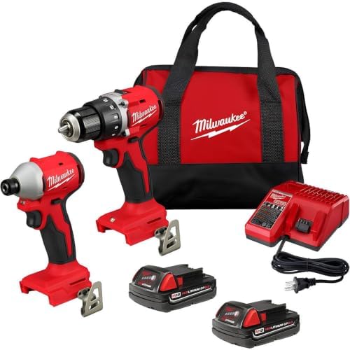 Milwaukee 2892-22CT M18 Compact Brushless 2-Tool Combo Kit, Drill Driver/Impact Driver