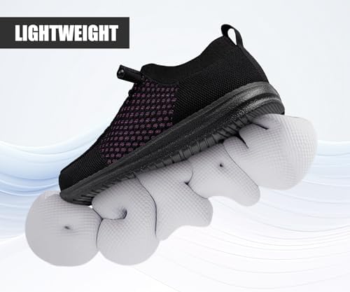 LARNMERN Steel Toe Loafers Women Slip On Work Safety Shoes Walking Sneakers