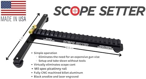 Scope Setter, Rifle Scope Leveling Kit, A Simple and Accurate Method for Reticle Alignment in Scope Rings utilizing a Picatinny Rail Interface, Made in USA